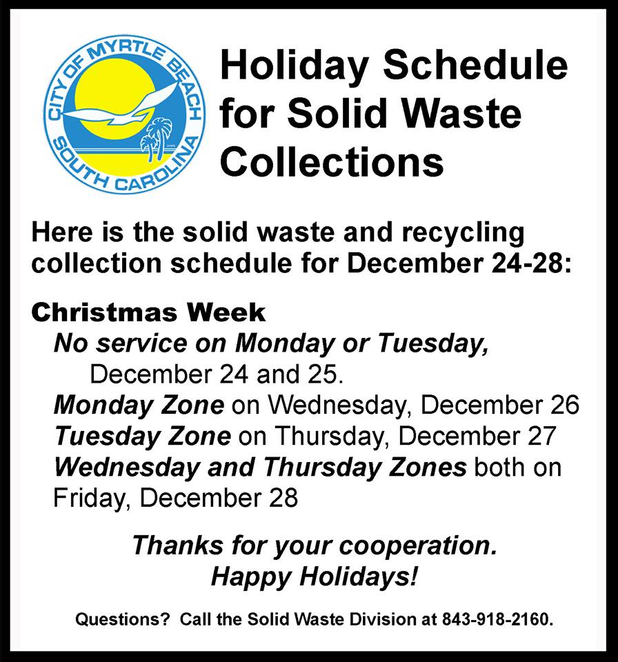 Solid Waste Holiday schedule 2018 